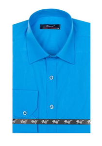 Chemise élégante turquoise à manches longues pour homme Bolf 1703