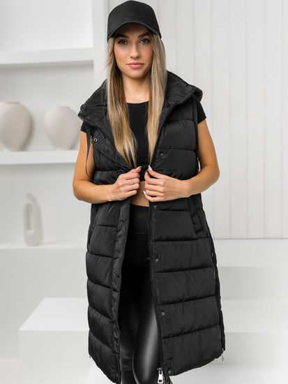 Femme Gilet matelassé long Noir Bolf MY6315