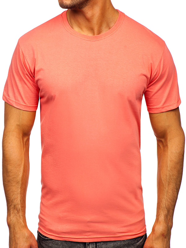 T-shirt uni en coton corail pour homme Bolf 192397