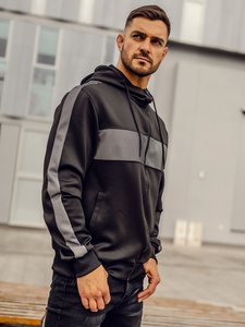 Sweat-shirt à capuche avec fermeture pour homme noir Bolf 27B8121