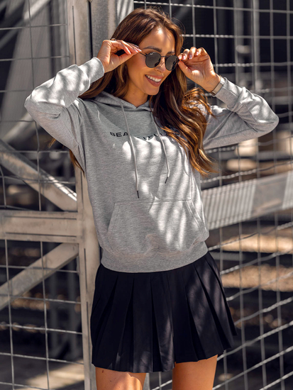 Sweat-shirt imprimé à capuche pour femme gris Bolf HL9261