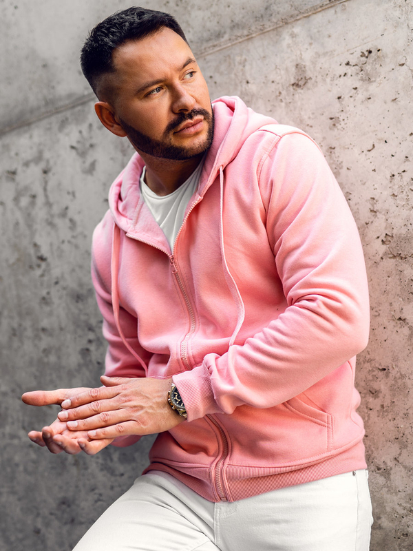 Sweat-shirt à capuche pour homme rose clair Bolf 2008A