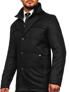 Manteau d'hiver avec un col montant supplémentaire pour homme noir Bolf M3137
