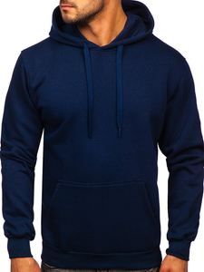 Sweat-shirt kangourou bleu foncé à capuche pour homme Bolf 1004