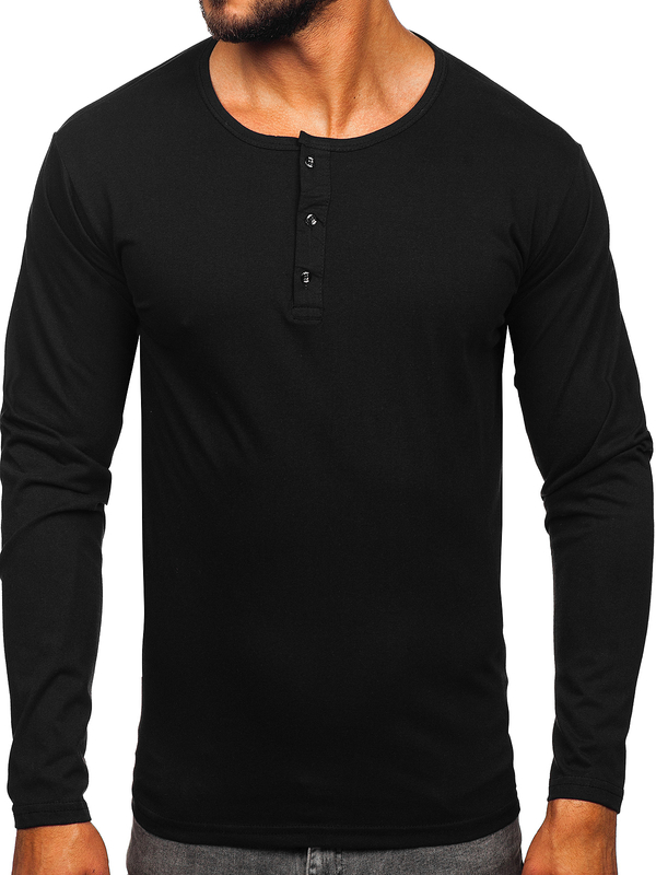 Longsleeve fermé par des boutons pour homme noir Bolf 1114