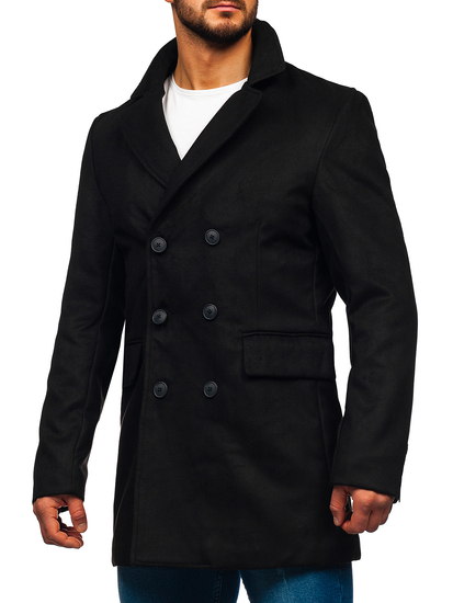 Homme Manteau d'hiver longue croisé Noir Bolf 79B3A1-073