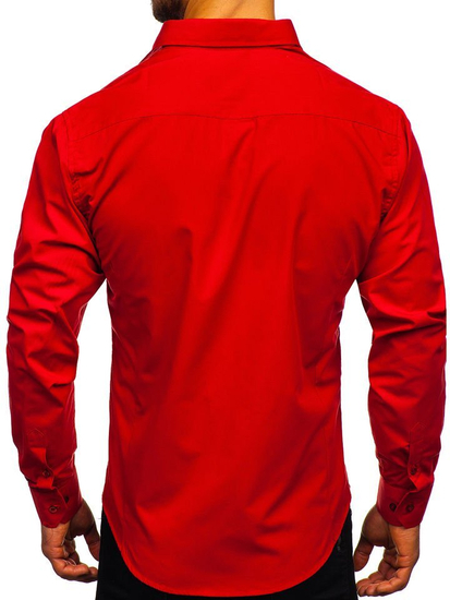 Chemise élégante rouge à manches longues pour homme Bolf 1703