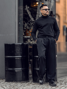 Col roulé basique pour homme, en coton, noir, Bolf 535A