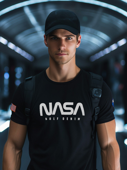 Tee-shirt en coton imprimé pour homme noir Bolf 14401