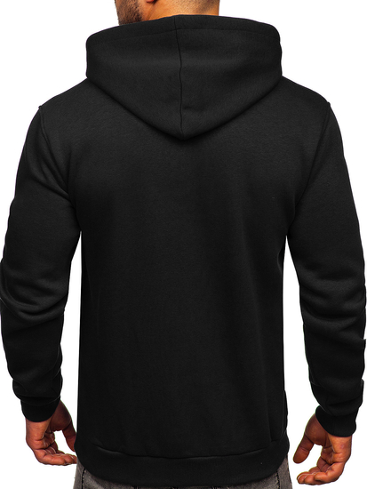 Sweat-shirt noir kangourou à capuche pour homme Bolf B1004