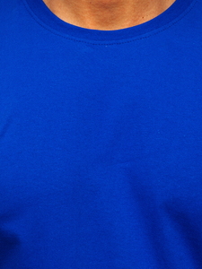 T-shirt homme en coton bleu bleuet sans imprimé Bolf 192397
