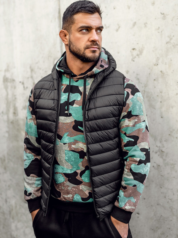 Gilet matelassé à capuche pour homme noir Bolf 13072A