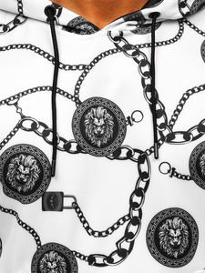 Sweat-shirt avec imprimé blanc à capuche pour homme Bolf HM336