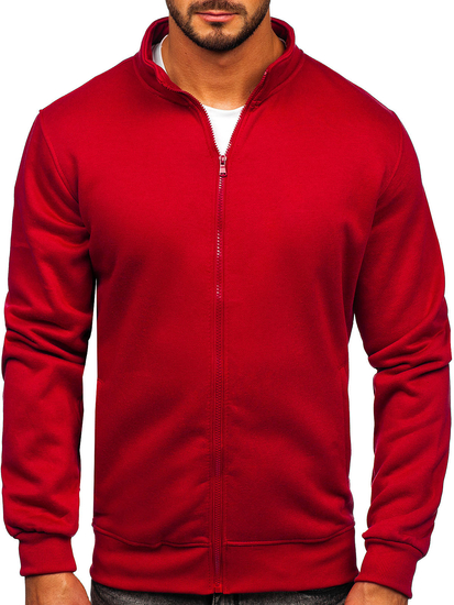 Sweat-shirt à col montant avec fermeture pour homme bordeaux Bolf B2002