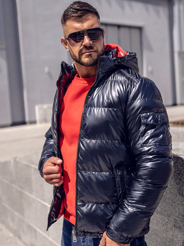 Blouson d'hiver matelassé sportif pour homme bleu foncé Bolf EX2138A