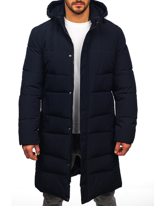 Homme Blouson d'hiver longue matelassée Bleu foncé Bolf 31M5009