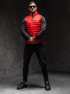 Gilet pour homme matelassé sans capuche rouge Bolf LY32