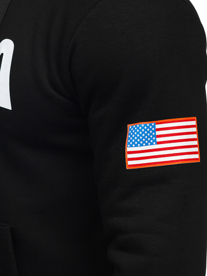 Homme Sweat-shirt kangourou à capuche imprimé Noir Bolf 146956