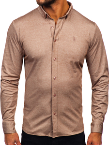 Homme Chemise casual à manches longues Marron Bolf 500