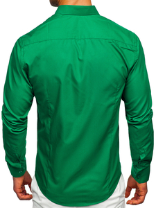 Chemise élégante vert foncé à manches longues pour homme Bolf 1703