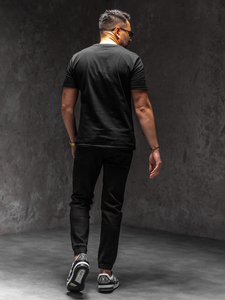 Homme Pantalon de jogging en jean Noir Bolf 8162A1