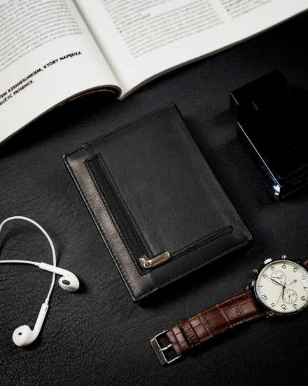 Portefeuille en cuir pour homme noir 12227