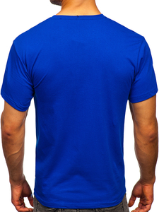 T-shirt homme en coton bleu bleuet sans imprimé Bolf 192397
