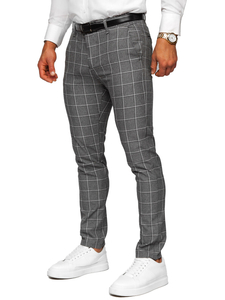 Homme Pantalon élégant à carreaux Anthracite Bolf 0044