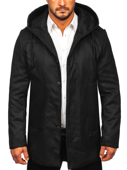 Manteau d'hiver à capuche pour homme noir Bolf 79B3-197