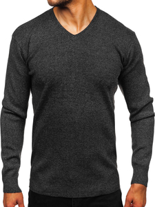 Homme Pull uni col V Graphite Bolf S8725