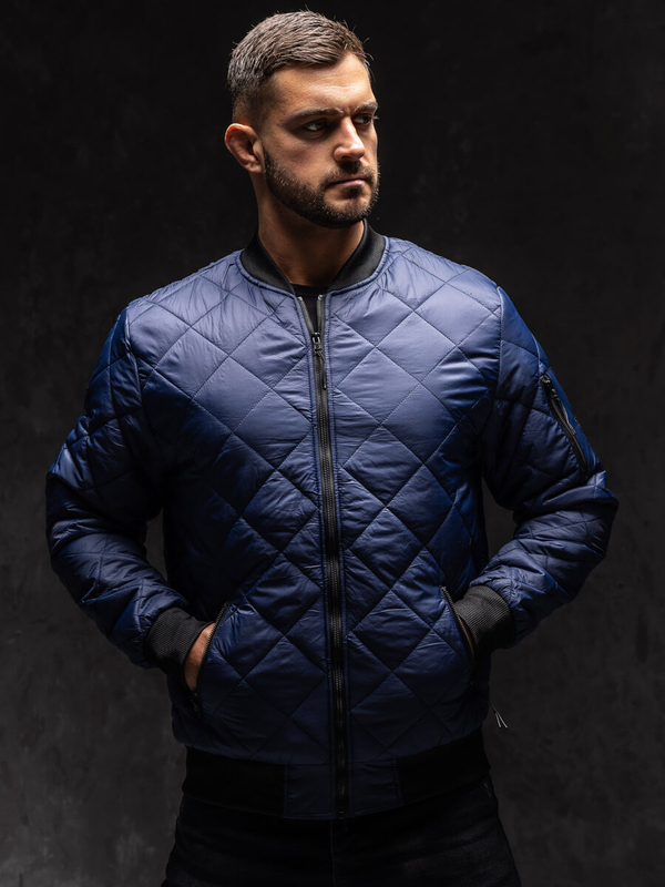 Homme Blouson de transition bomber matelassé Bleu foncé Bolf MY-01A1