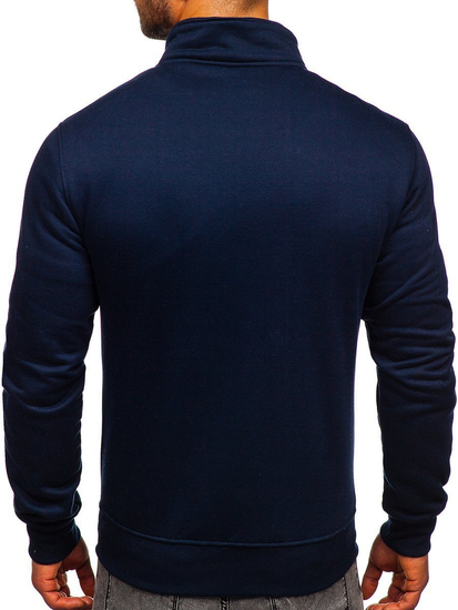 Sweat-shirt à col montant avec fermeture pour homme bleu foncé Bolf B2002