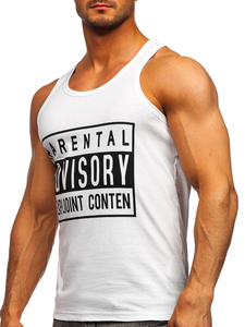 Tank top de boxeur blanc avec imprimé Bolf 14855