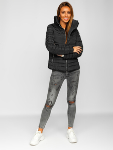 Blouson d'hiver matelassé sans capuche pour femme noir Bolf 23063