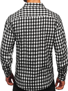 Homme Chemise en flanelle à carreaux et manches longues Blanc-Noir Bolf 2025-2