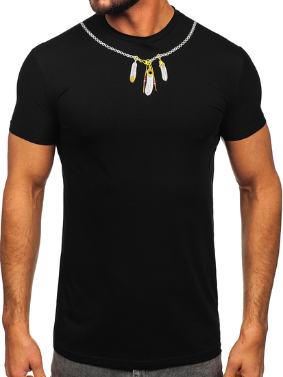Tee-shirt imprimé pour homme noir Bolf MT3051