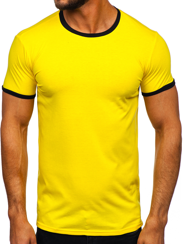 Tee-shirt uni pour homme jaune Bolf 8T83