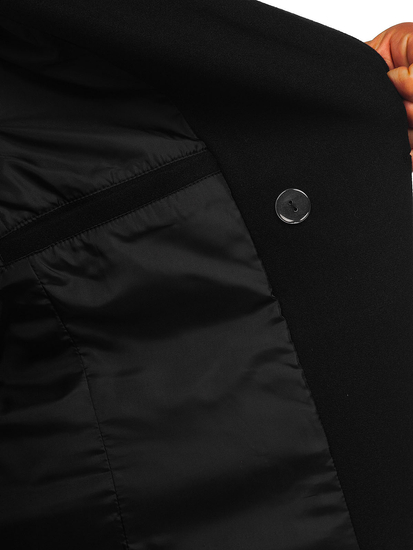 Homme Manteau d'hiver croisé courte Noir Bolf 11Z8215