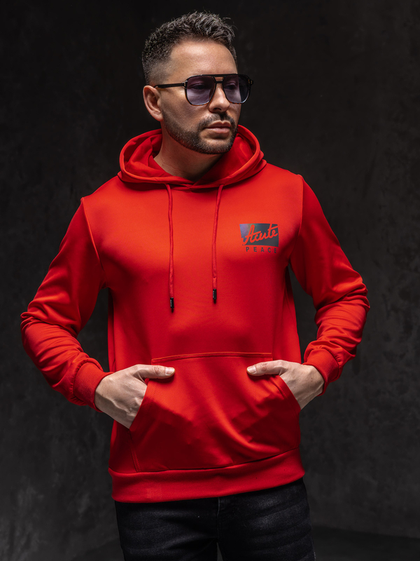 Homme Sweat-shirt à capuche imprimé Rouge Bolf HY971A1
