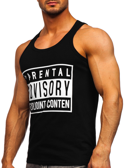 Tank top de boxeur noir avec imprimé Bolf 14855