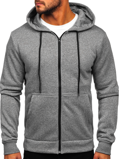 Sweat-shirt avec fermeture à capuche pour homme gris foncé Bolf HW2787