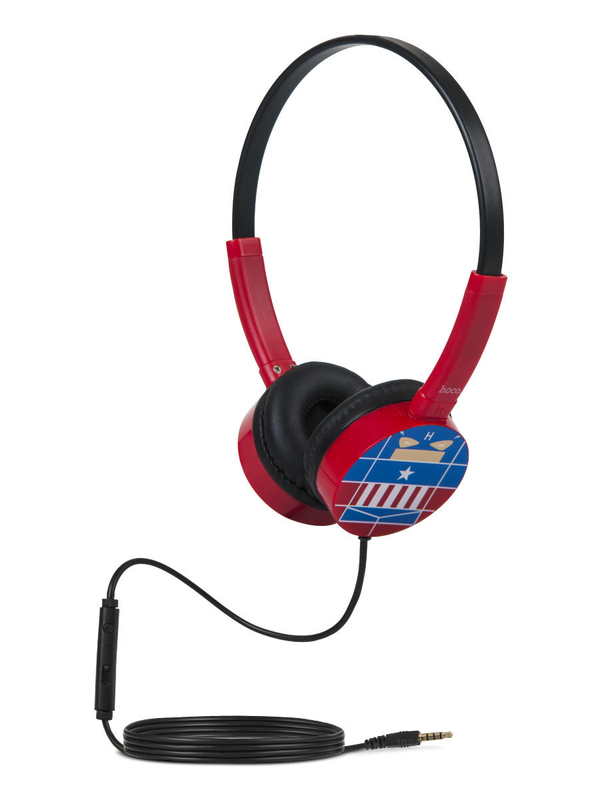 Casque filaire avec microphone rouge Capitaine Amérique pour enfants W15KA