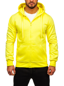 Survêtement avec un sweat-shirt à capuche zippé pour homme jaune clair Bolf D004