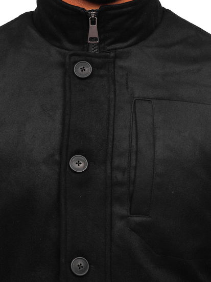 Manteau d'hiver à col montant pour homme noir Bolf M3129