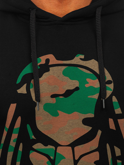 Homme Sweat-shirt imprimé à capuche Noir Bolf 147048