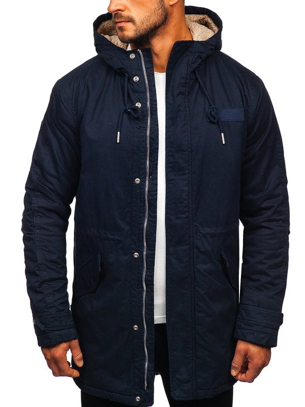 Blouson d'hiver pour homme parka bleu foncé Bolf EX838
