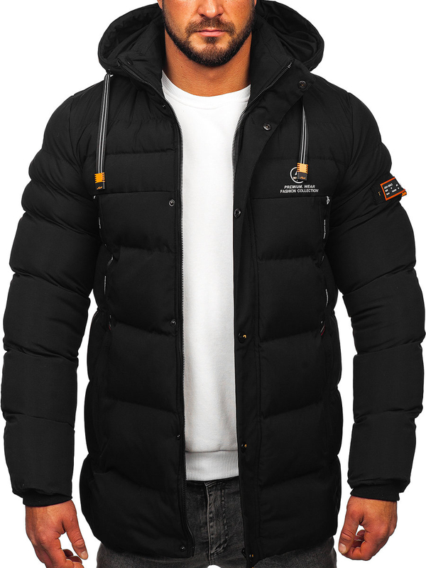 Blouson long d'hiver matelassé pour homme noir Bolf 22M53
