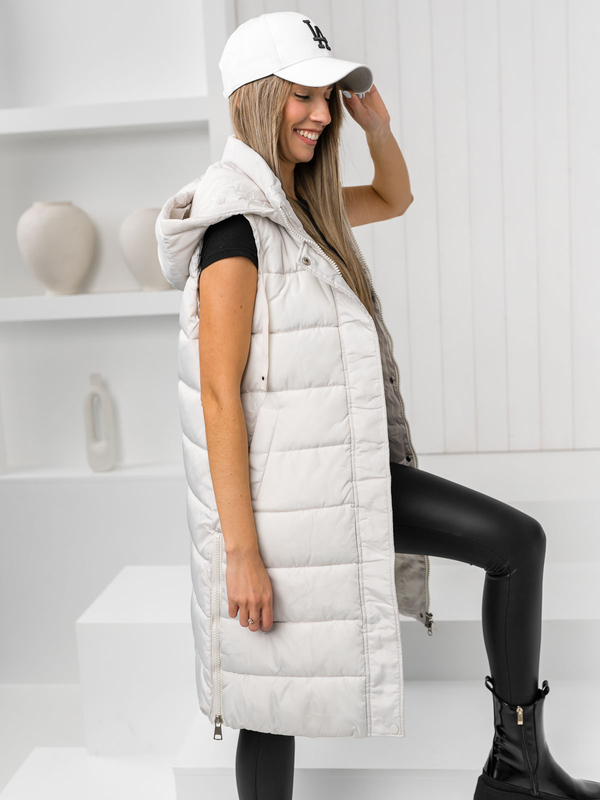Femme Gilet matelassé long Ecru Bolf MY6315