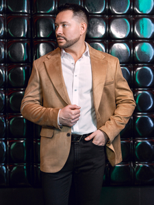 Veste de costume homme en velours camel Bolf 24410