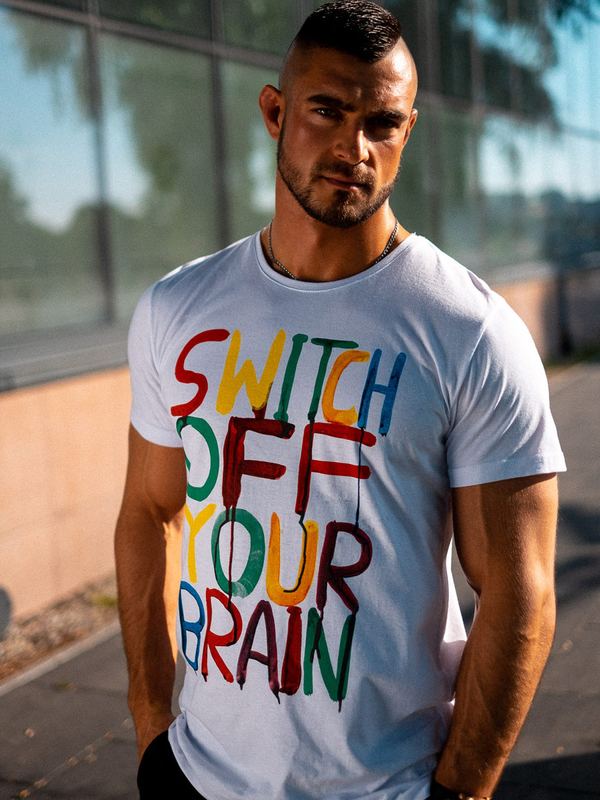 T-shirt homme blanc avec imprimé Bolf 1181B